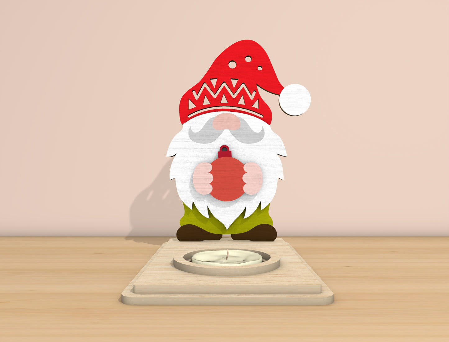 Christmas Santa Candle Holder Laser Cut File | Ready to Cut | Glowforge, xTool, LightBurn, etc.