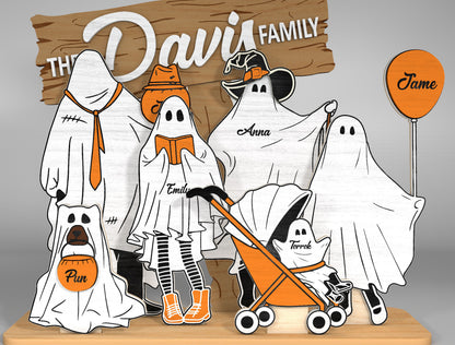 Personalized Halloween Ghost Family Sign SVG Decor for LightBurn xTool
