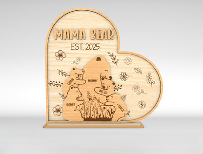 Custom Name Bear Family Sign SVG for LightBurn and Glowforge