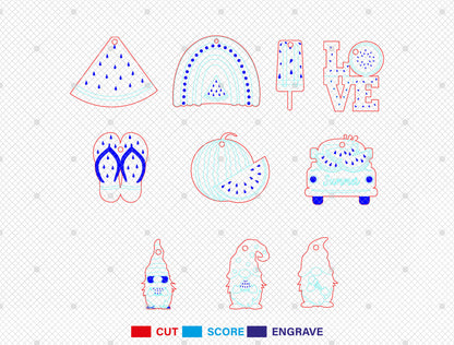 Watermelon Summer Earrings SVG Bundle Laser Cut File for Glowforge and xTool