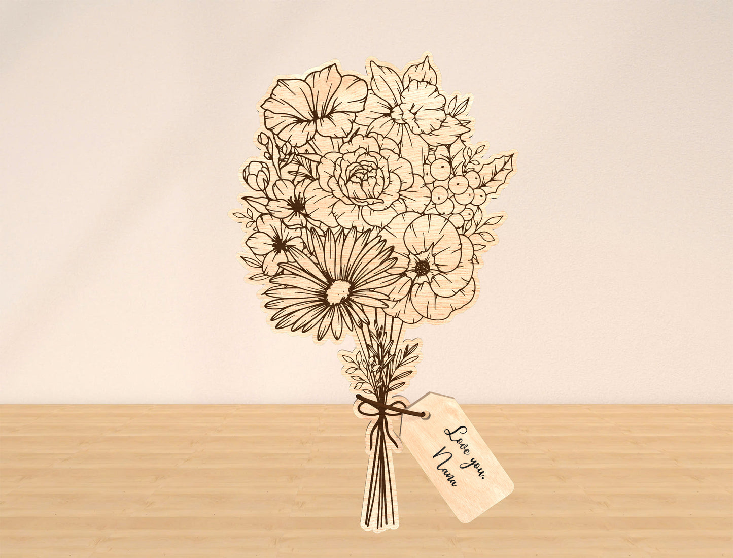 Flower Bouquet Sign SVG Bundle 10 Flowers 21 Tags for Glowforge and xTool