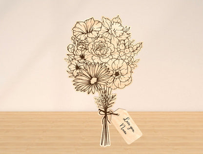 Flower Bouquet Sign SVG Bundle 10 Flowers 21 Tags for Glowforge and xTool