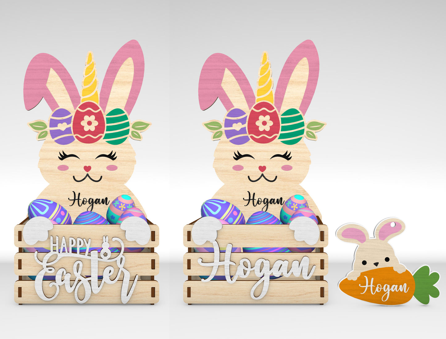 Personalized Easter Basket Holder SVG Kids Name Bundle for Glowforge and xTool