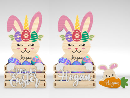 Personalized Easter Basket Holder SVG Kids Name Bundle for Glowforge and xTool