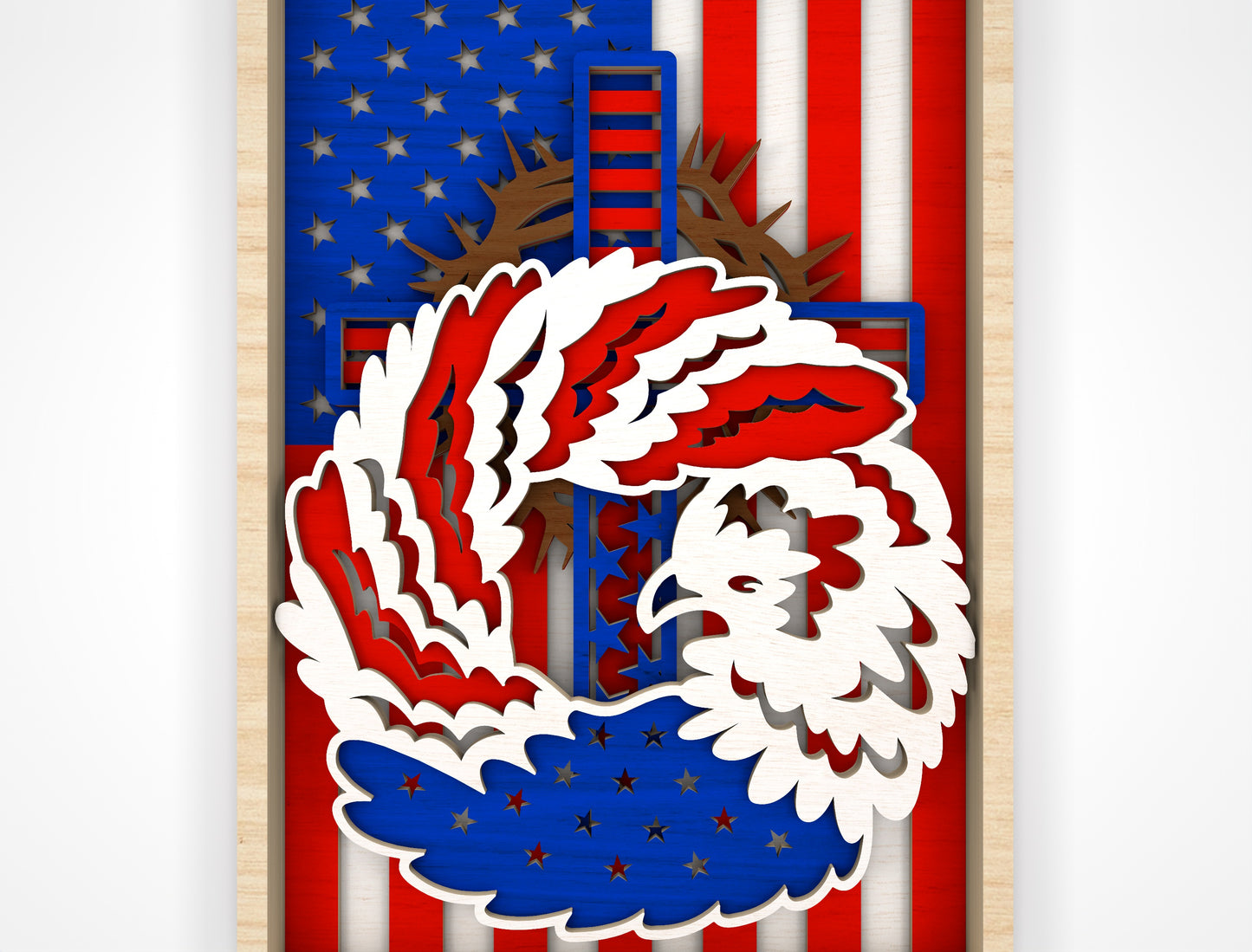 Layered Eagle Cross SVG Laser Cut File for xTool and LightBurn