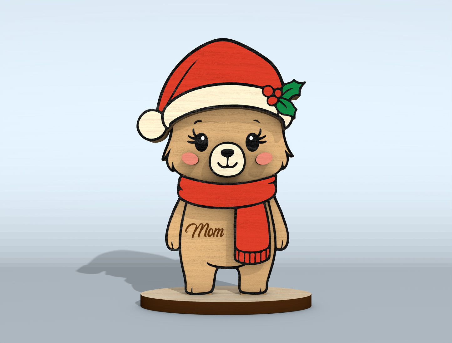 Christmas Bear Family Tabletop Decor Laser Cut File | Ready to Cut | Glowforge, xTool, LightBurn, etc.