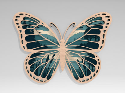 Multilayer Butterfly Landscape SVG Bundle Laser Cut File for Glowforge and xTool