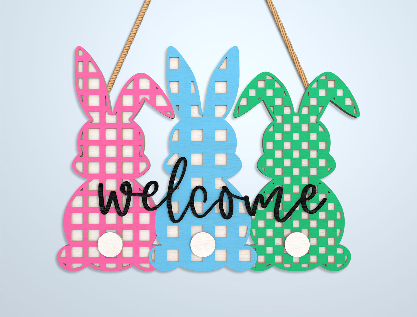 Easter Bunny Welcome Sign SVG Bundle 7 Designs for LightBurn and xTool