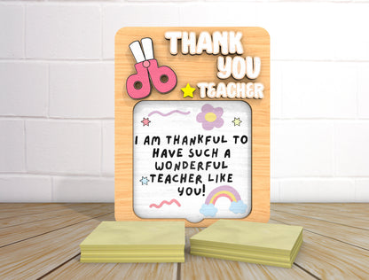 Teacher Sticky Note Holder SVG Bundle “Thank You Teacher” for xTool and Glowforge
