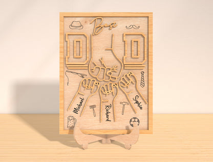 Best Dad Team Laser Cut File | Father Hand Fist Sign | Sports & Hobby Wooden Decor | Glowforge, xTool, LightBurn, etc.