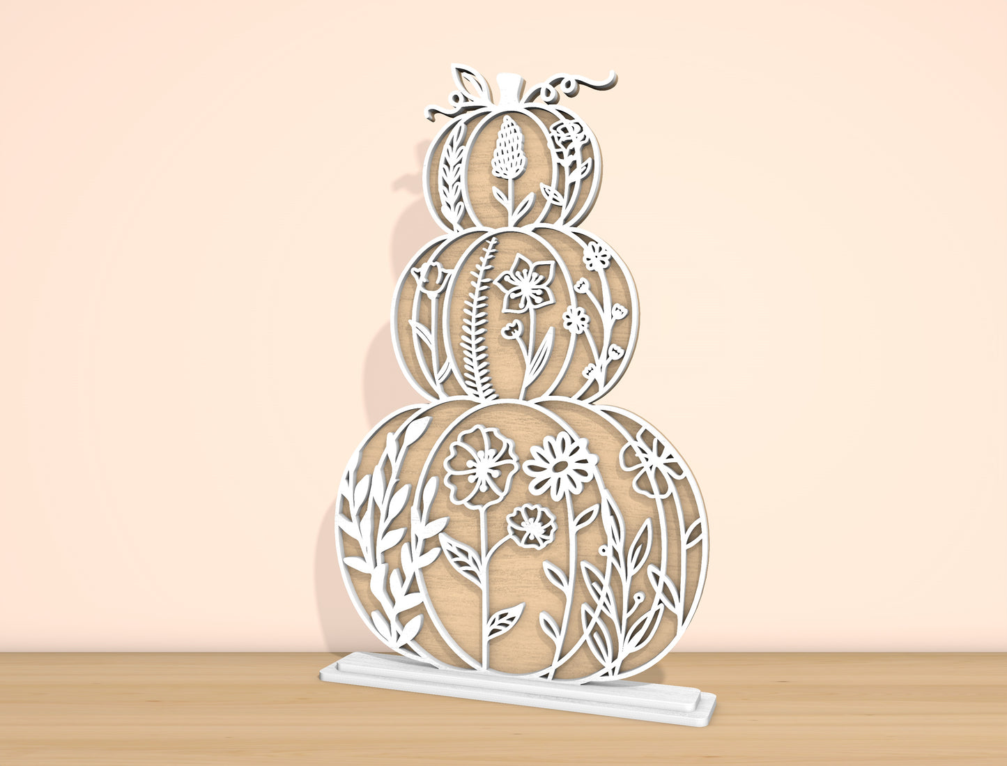 Floral Stacked Pumpkins SVG Set for Glowforge xTool LightBurn 2 Designs