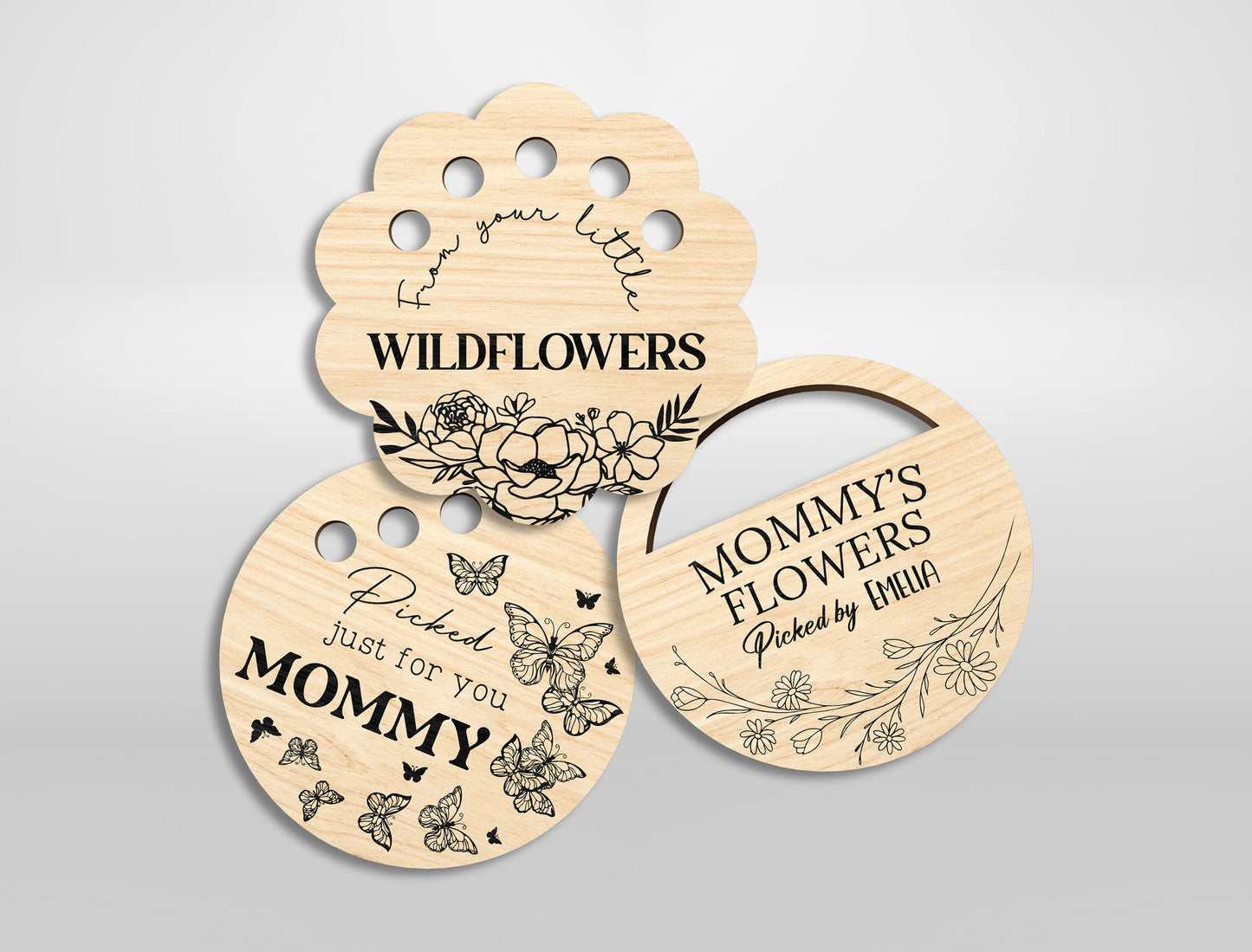 Jar Topper Flower Holder SVG Bundle Engraved Mom for Glowforge and xTool