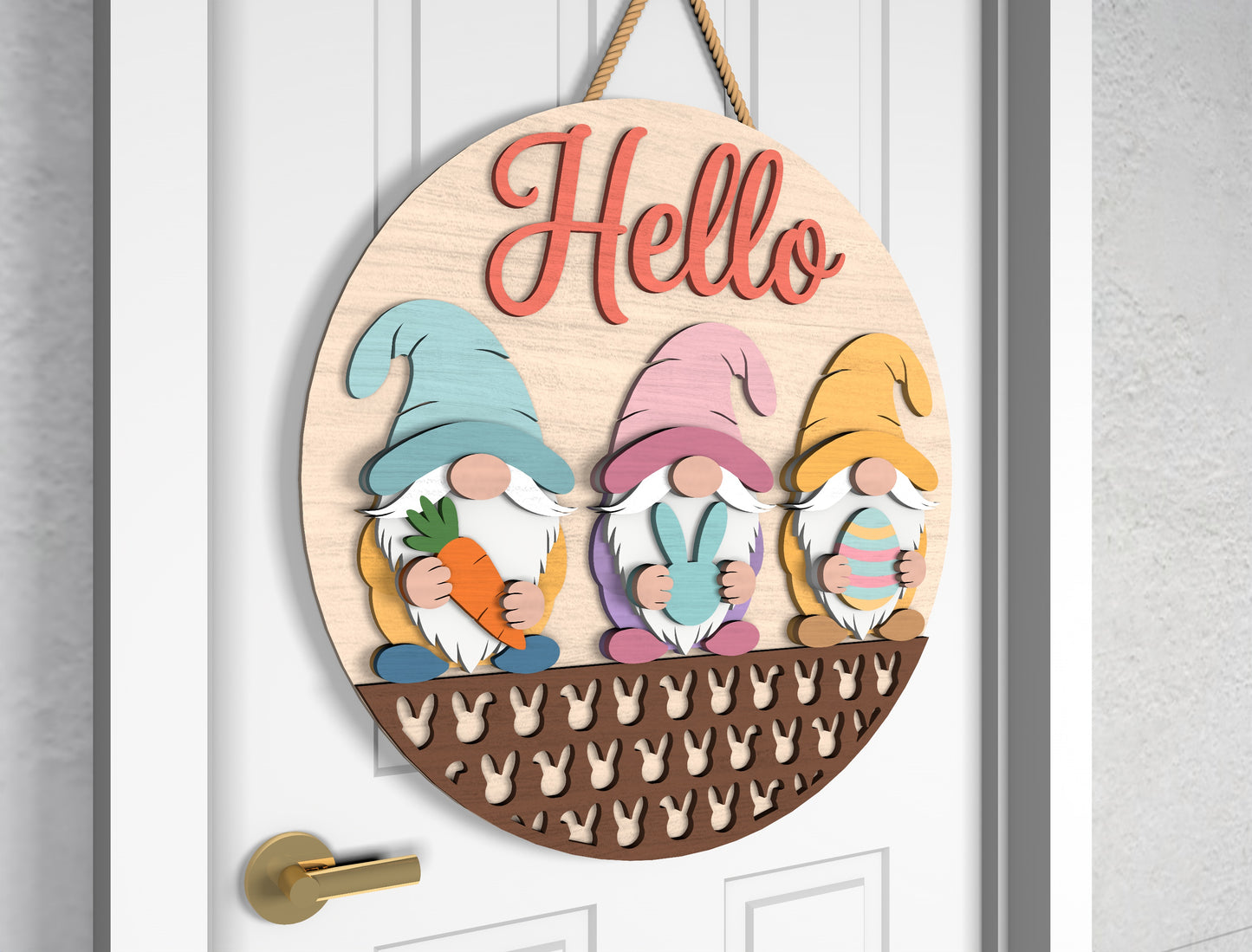 Easter Gnome Door Hanger SVG Bundle 2 Spring Designs for Glowforge and xTool