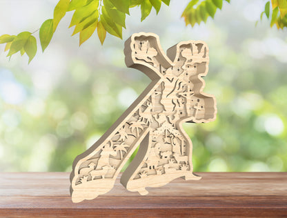 Layered Easter Cross He Is Risen SVG Bundle 3 Designs for LightBurn