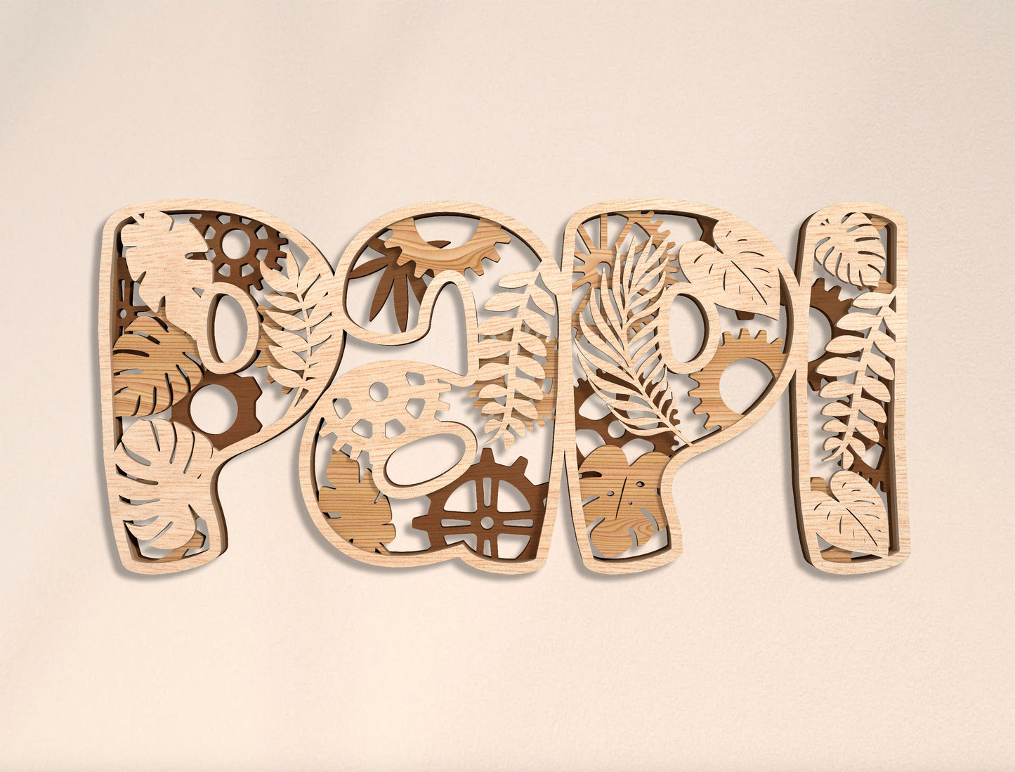 Dad Word Art Laser Cut Bundle | Multilingual Father Typography | Layered Wooden Letter Decor | Glowforge, xTool, LightBurn, etc.