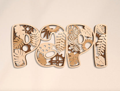 Dad Word Art Laser Cut Bundle | Multilingual Father Typography | Layered Wooden Letter Decor | Glowforge, xTool, LightBurn, etc.