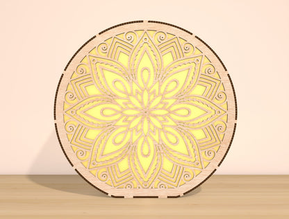 Mandala LED Light SVG Bundle Laser Cut File for Glowforge and xTool
