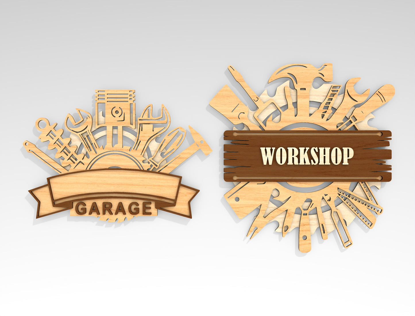 Dad Workshop Sign SVG Bundle 5 Text Options Laser Cut File for xTool and LightBurn