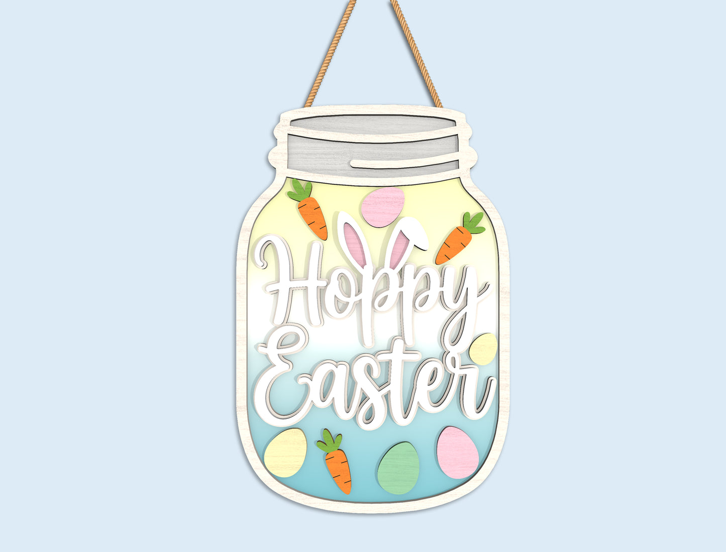 Easter Mason Jar Door Hanger Laser Cut File | Ready to Cut | Glowforge, xTool, LightBurn, etc.
