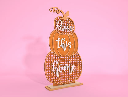 Home Sweet Home and Bless This Home Stacked Pumpkin SVG Set for Glowforge xTool LightBurn 2 Designs