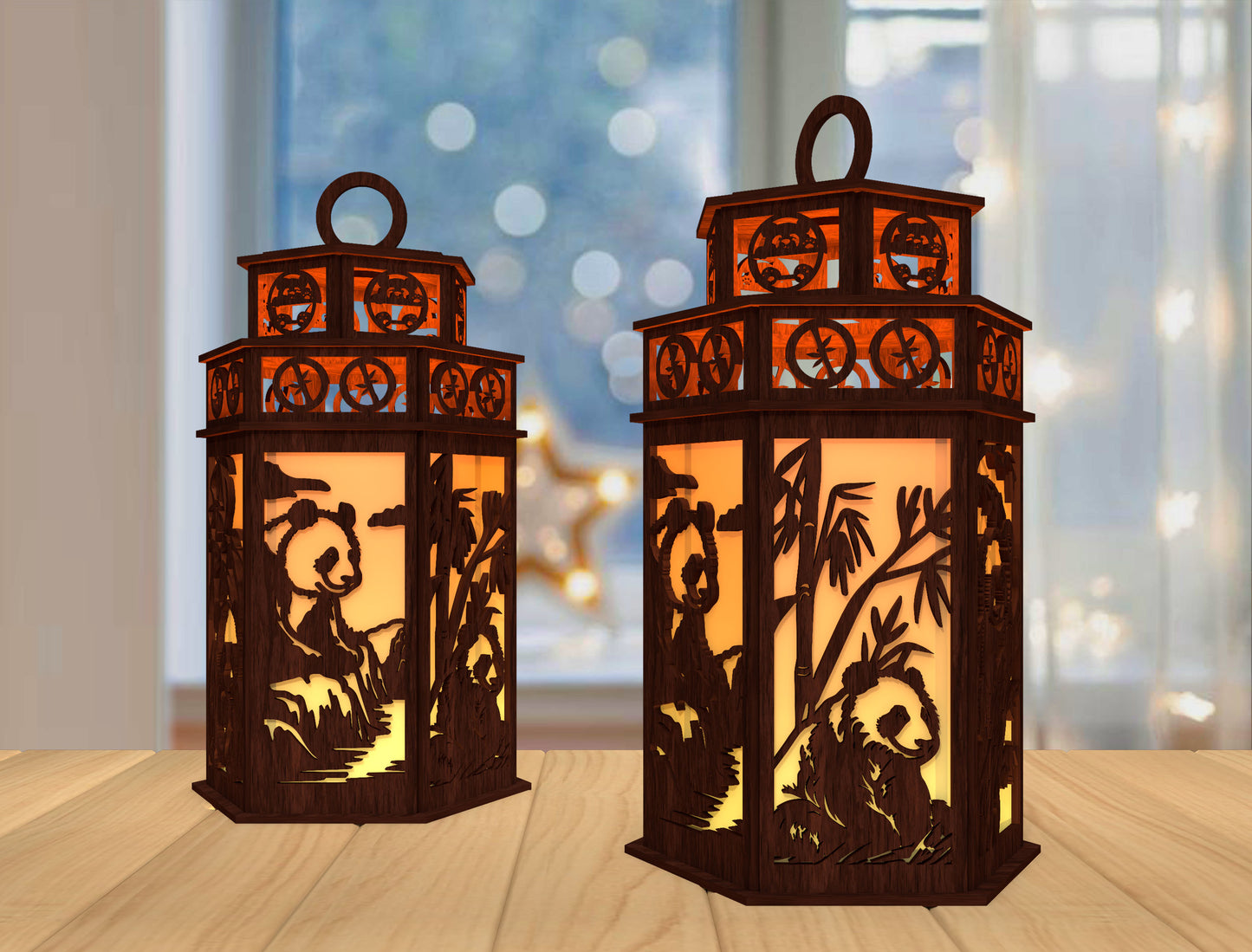 Panda Lantern SVG Laser Cut File for LightBurn and Glowforge