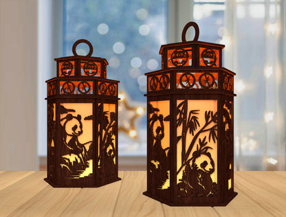 Panda Lantern SVG Laser Cut File for LightBurn and Glowforge