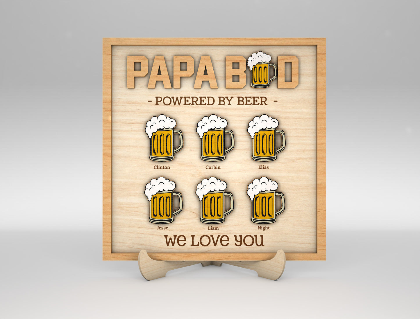 Grandpa Powered by Beer Sign SVG Laser Cut File for Glowforge and xTool