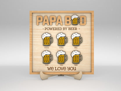 Grandpa Powered by Beer Sign SVG Laser Cut File for Glowforge and xTool