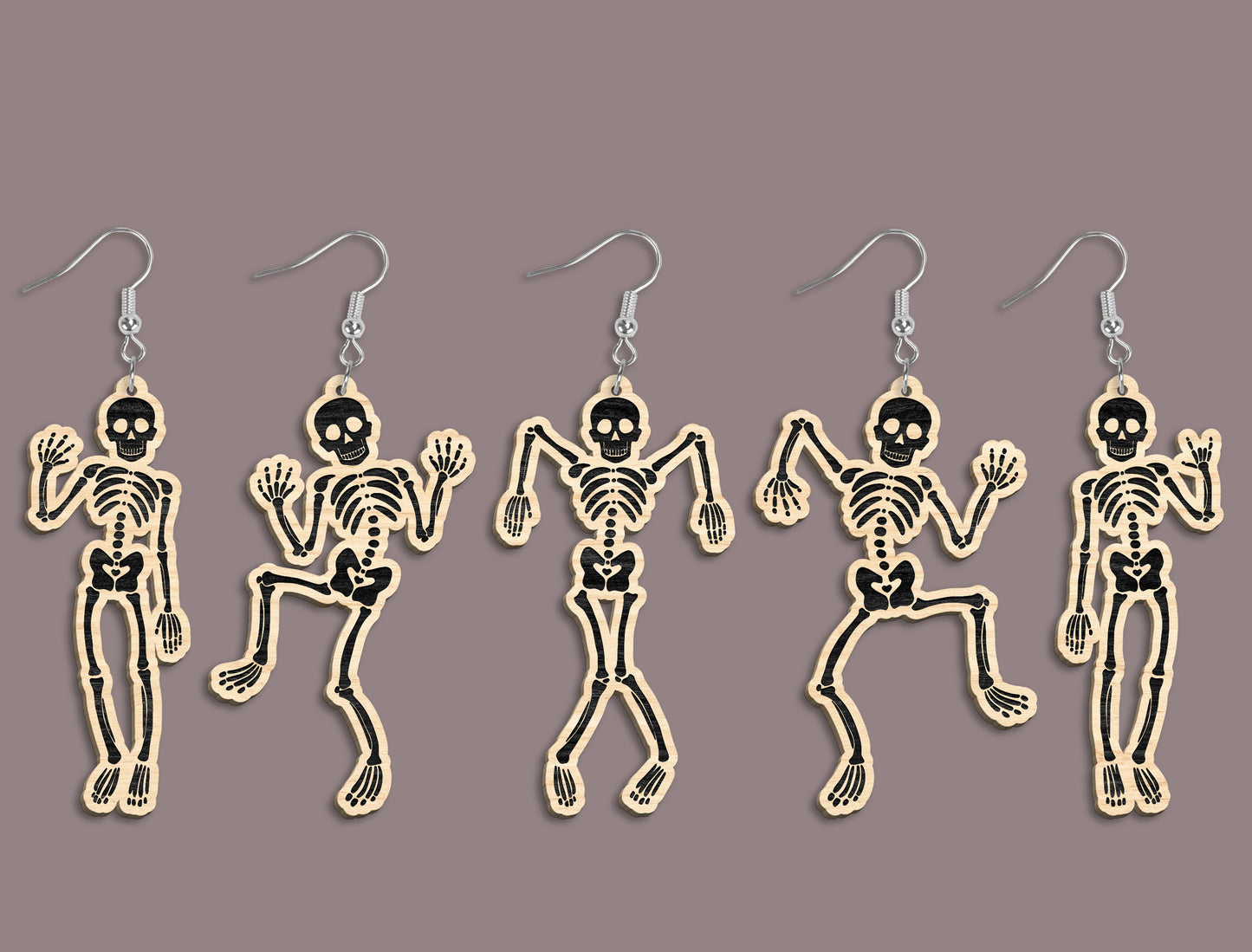 Halloween Skeleton Dangle Earrings SVG Bundle 26 Designs for xTool LightBurn