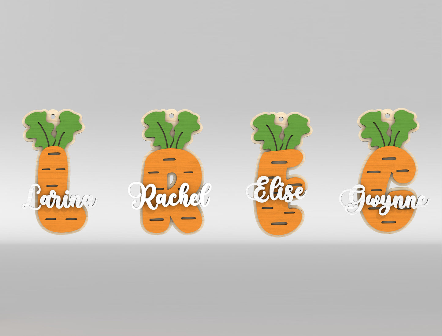 Easter Carrot Basket Tags SVG Alphabet Number Name Tags for LightBurn and xTool