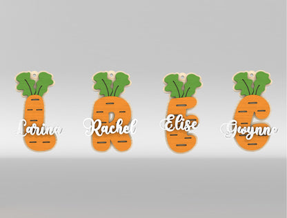 Easter Carrot Basket Tags SVG Alphabet Number Name Tags for LightBurn and xTool