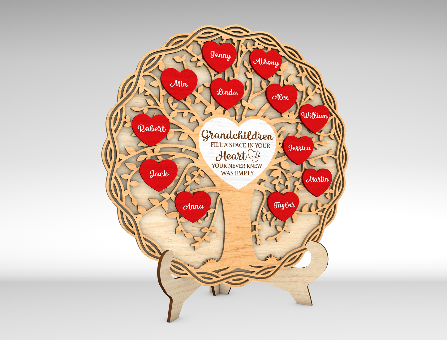 Personalized Mom Tree Heart Sign SVG for Glowforge and xTool