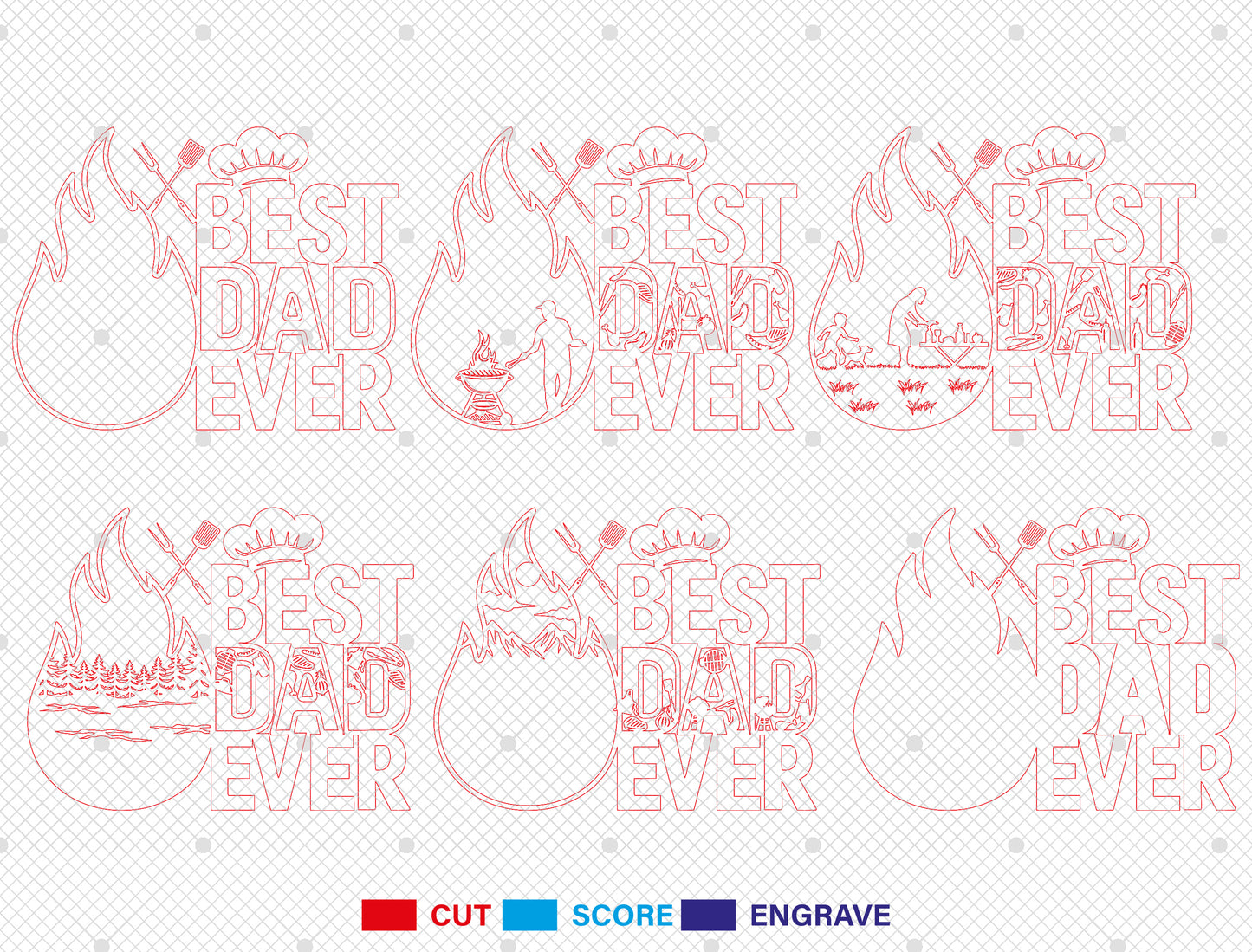 Best Dad Ever BBQ Grill Master Sign SVG Laser Cut File for Glowforge and xTool
