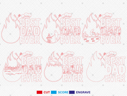 Best Dad Ever BBQ Grill Master Sign SVG Laser Cut File for Glowforge and xTool