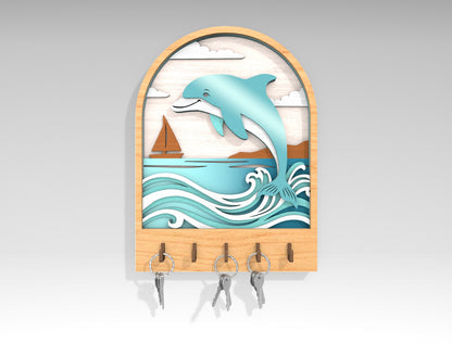 Coastal Key Holder SVG Bundle Laser Cut File for Glowforge Users