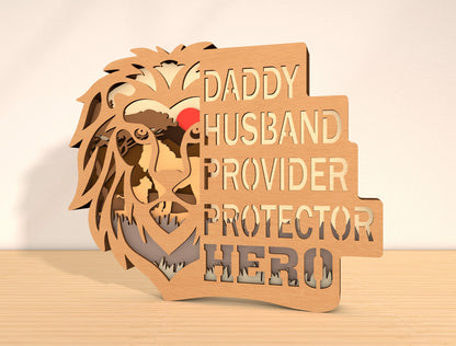 Lion Dad Multilayer Sign SVG for Glowforge and xTool