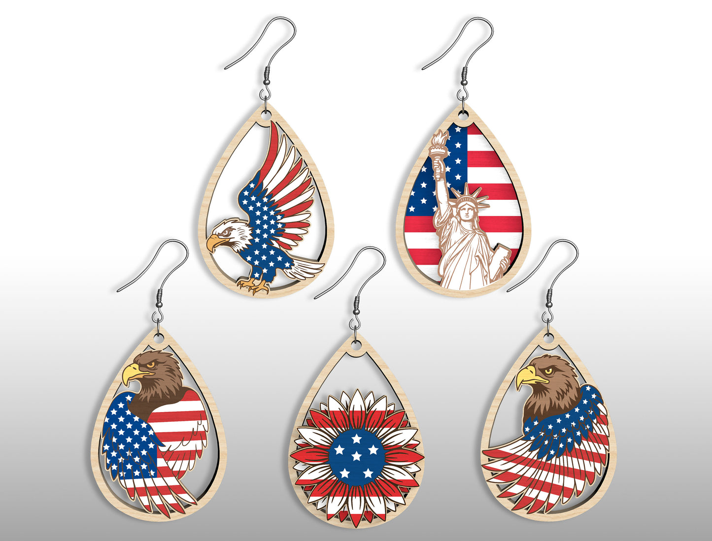 250th Patriotic Earring SVG Bundle for Glowforge and xTool