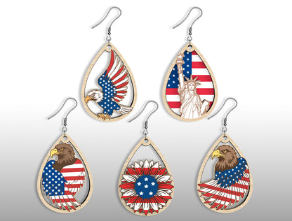 250th Patriotic Earring SVG Bundle for Glowforge and xTool