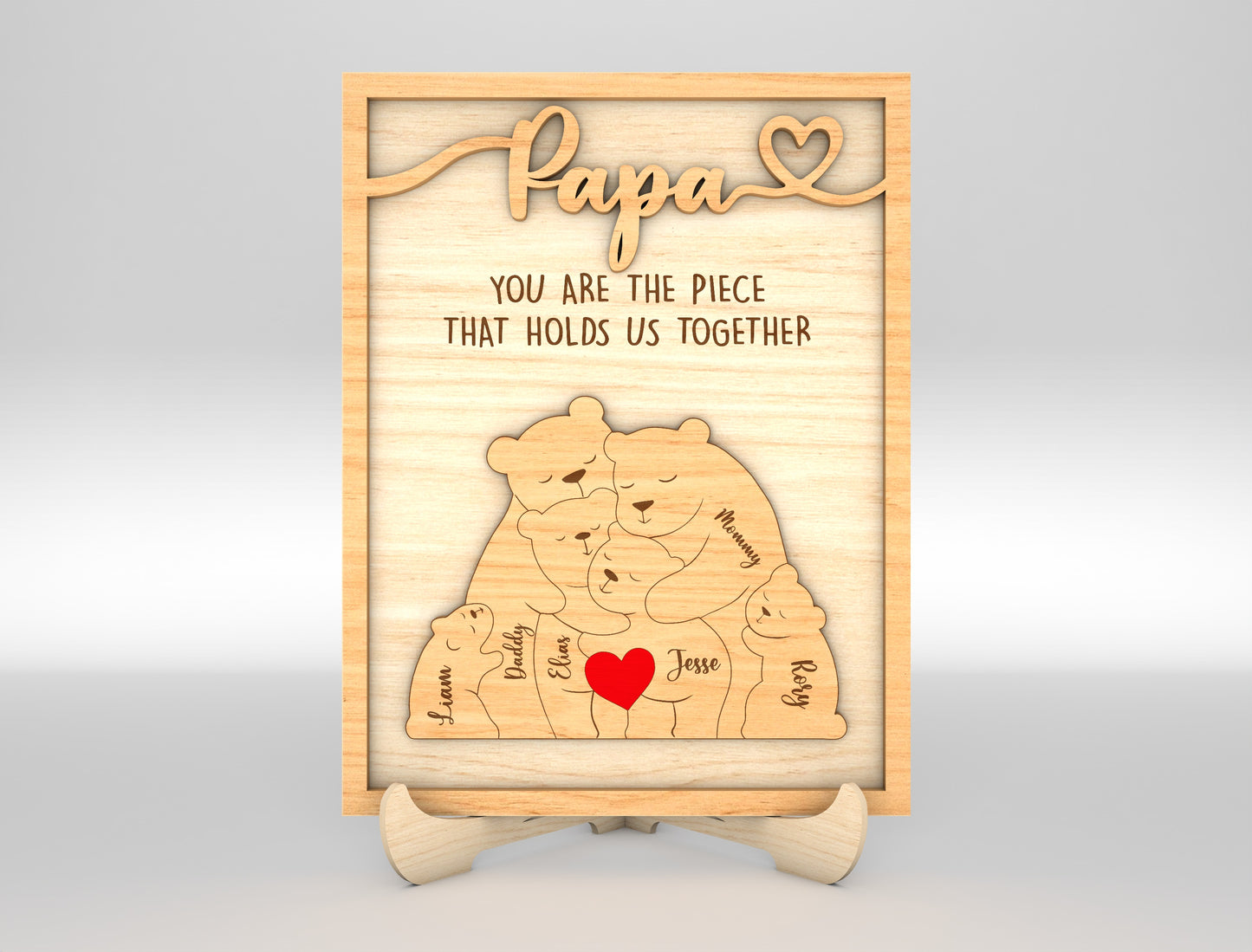 Personalized Pop Bear Puzzle SVG Laser Cut File for Glowforge and LightBurn