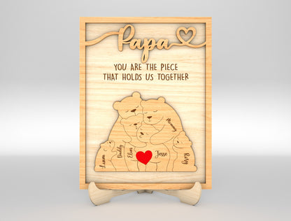 Personalized Pop Bear Puzzle SVG Laser Cut File for Glowforge and LightBurn