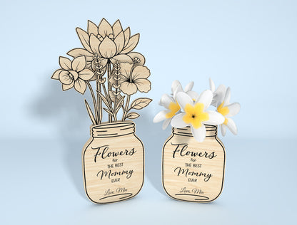 Mason Jar Flower Sign SVG Bundle 5 Designs 20 Flowers for Glowforge