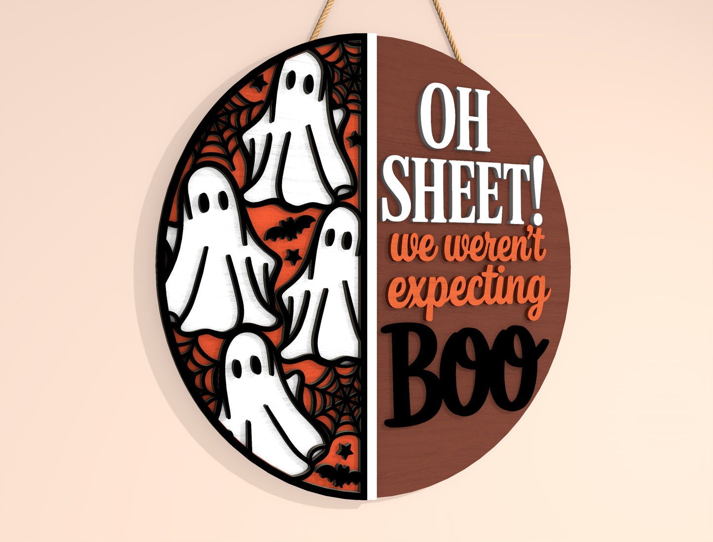 Welcome Foolish Mortals and Oh Sheet Ghost Door Hanger SVG Set for xTool LightBurn