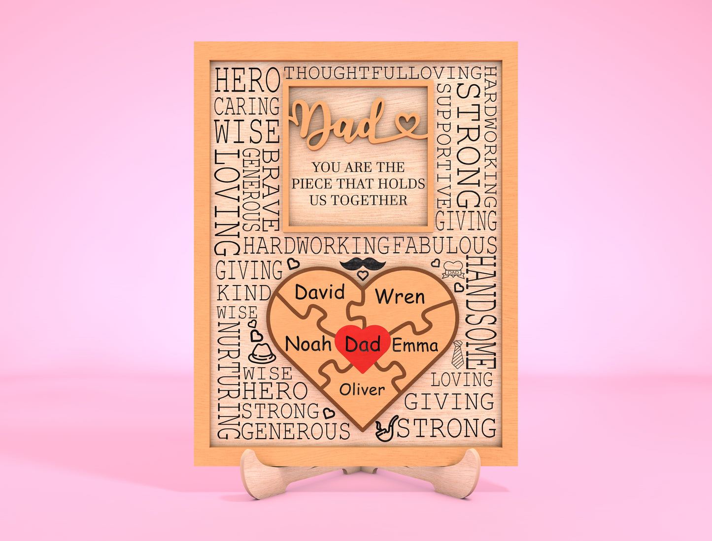 Personalized Dad Puzzle Sign SVG Laser Cut File for Glowforge and LightBurn
