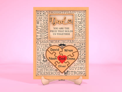 Personalized Dad Puzzle Sign SVG Laser Cut File for Glowforge and LightBurn