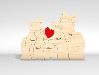 Personalized Couple Cat Puzzle Sign SVG for Glowforge and xTool
