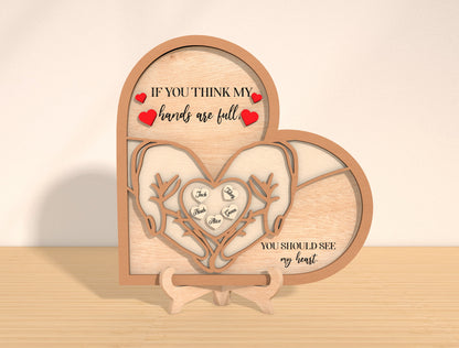 Personalized Hands Heart Family Name Sign SVG for LightBurn and xTool
