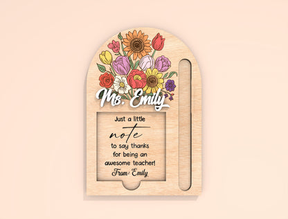 Personalized Teacher Sticky Note Holder SVG Bundle Laser Cut File for Glowforge and LightBurn
