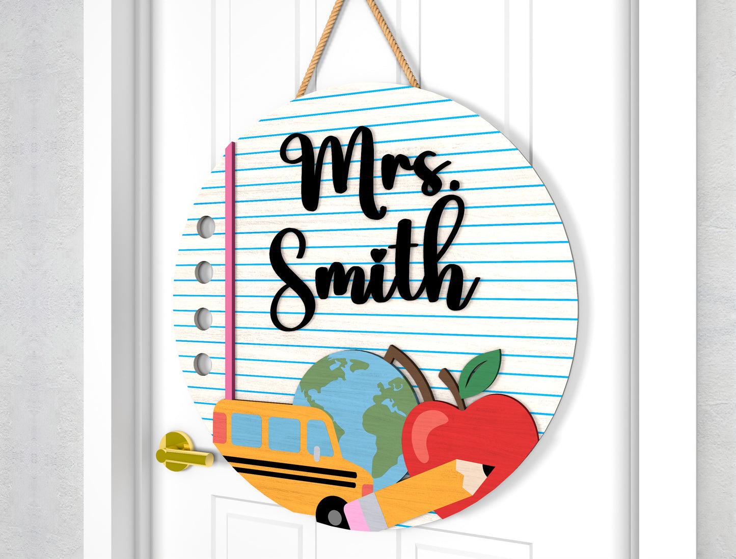 Personalized Ruler Pencil Classroom Door Hanger SVG Laser Cut File for Glowforge and xTool
