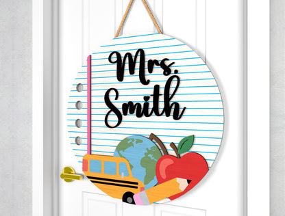 Personalized Ruler Pencil Classroom Door Hanger SVG Laser Cut File for Glowforge and xTool