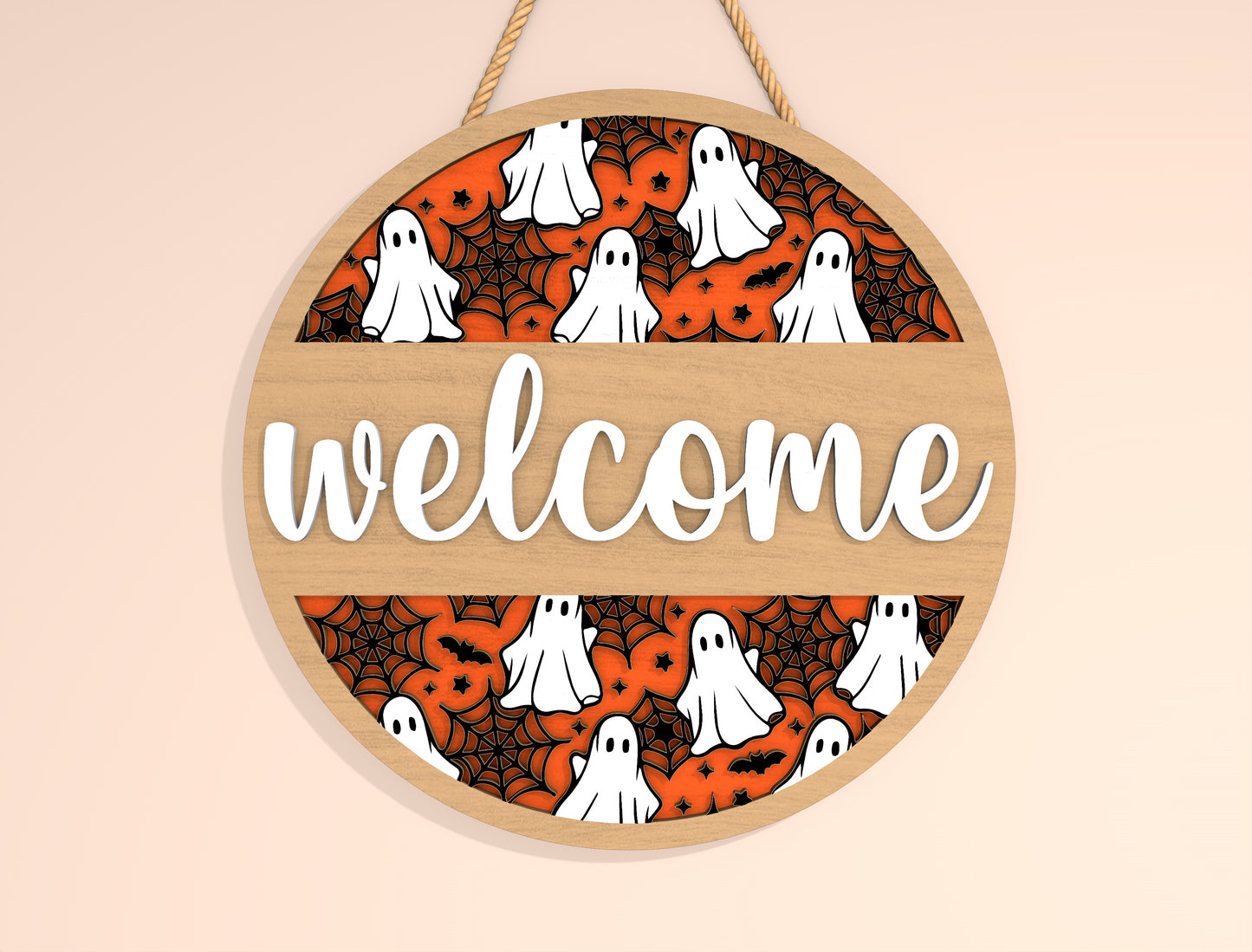 Halloween Welcome Door Hanger SVG Set for Glowforge xTool LightBurn